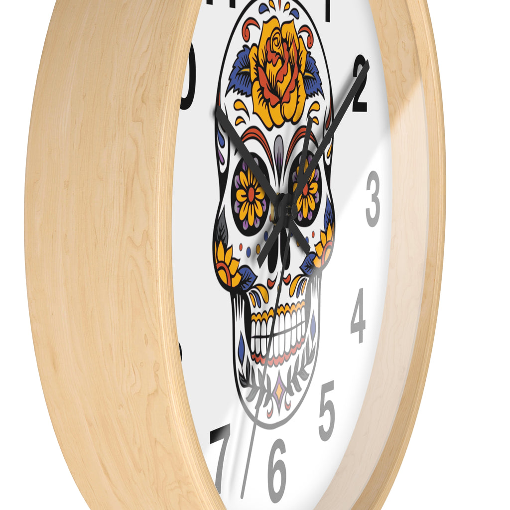Sugar Skull Wall Clock — Colorful Day of the Dead Decorative Clock