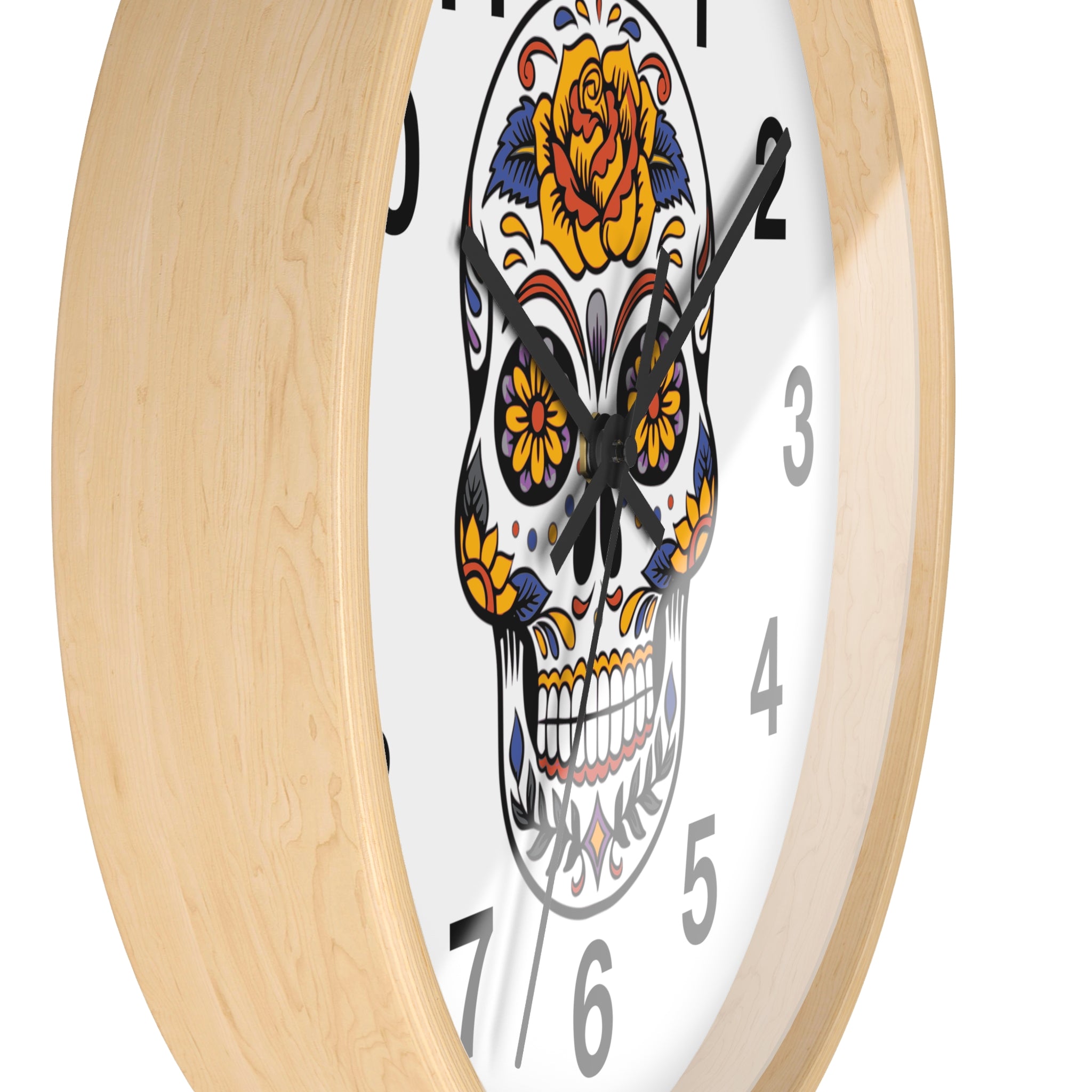 Sugar Skull Wall Clock — Colorful Day of the Dead Decorative Clock