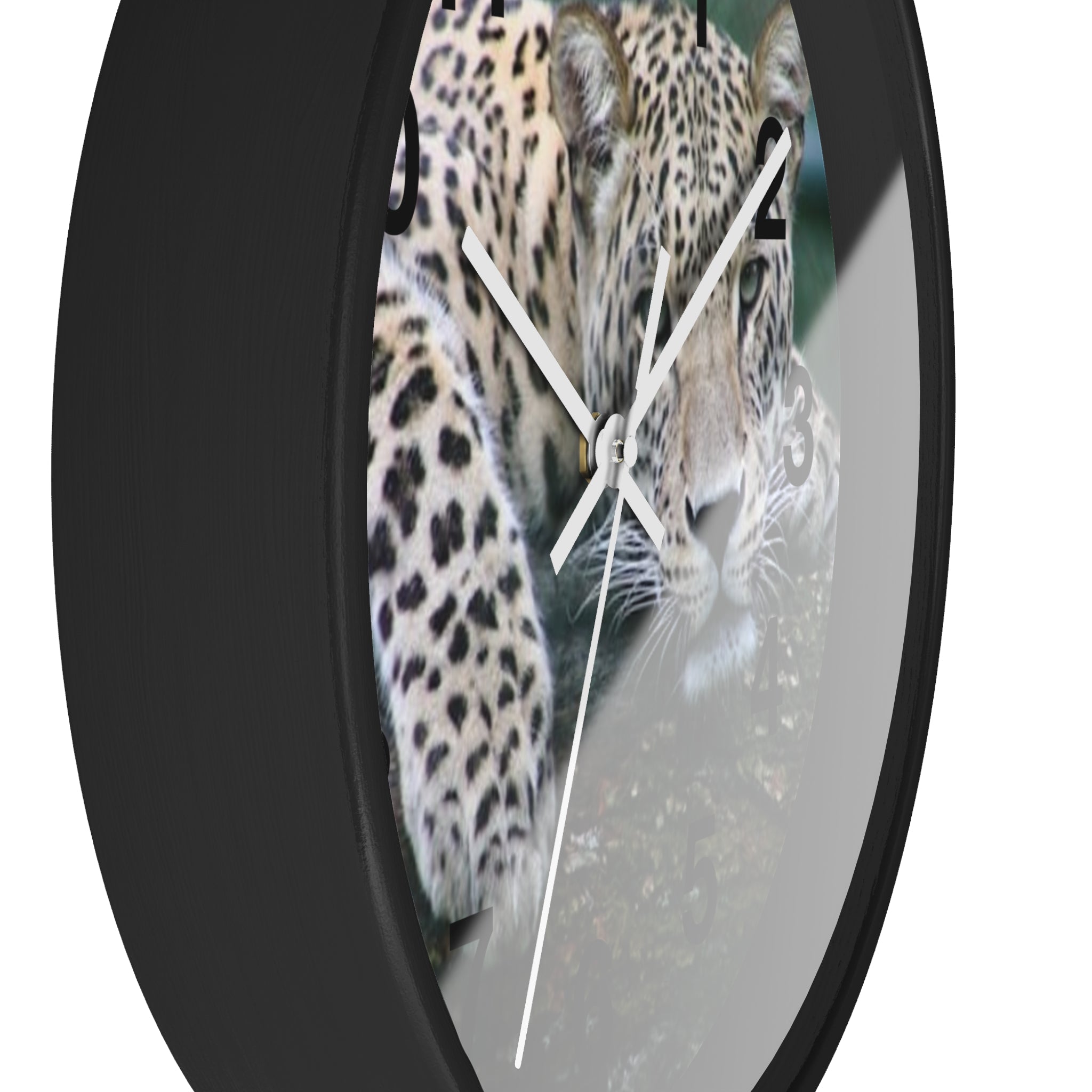 Leopard Wall Clock — Relaxed Wild Cat Photo Clock for Safari-Lodge Decor