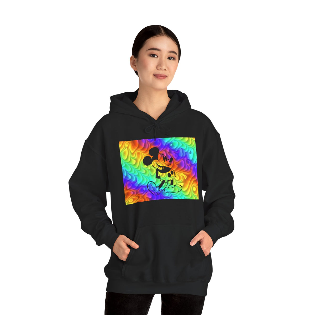 Mickey Mouse Rainbow Colors Unisex Heavy Blend Hooded Sweatshirt Warm & Cozy