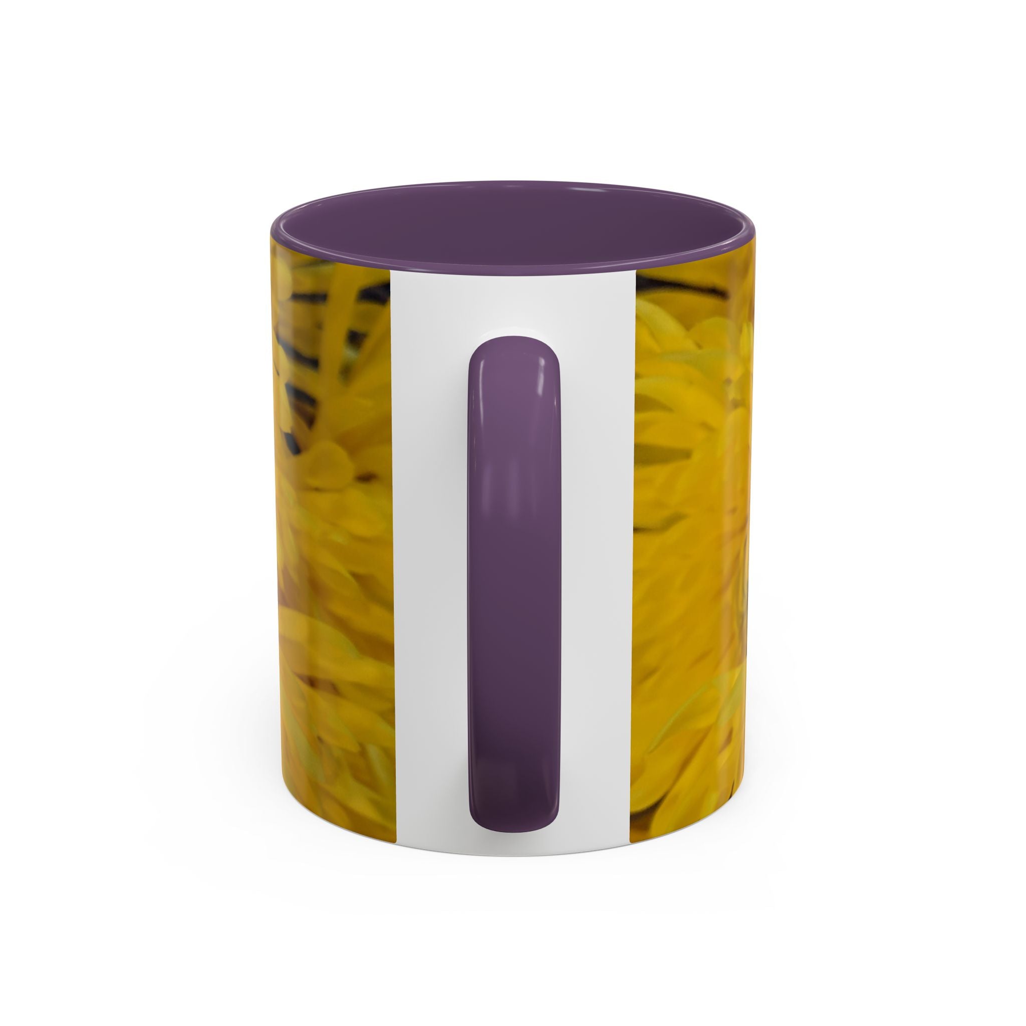 Yellow Chrysanthemum Accent Coffee Mug — Floral 11/15oz Tea Cup