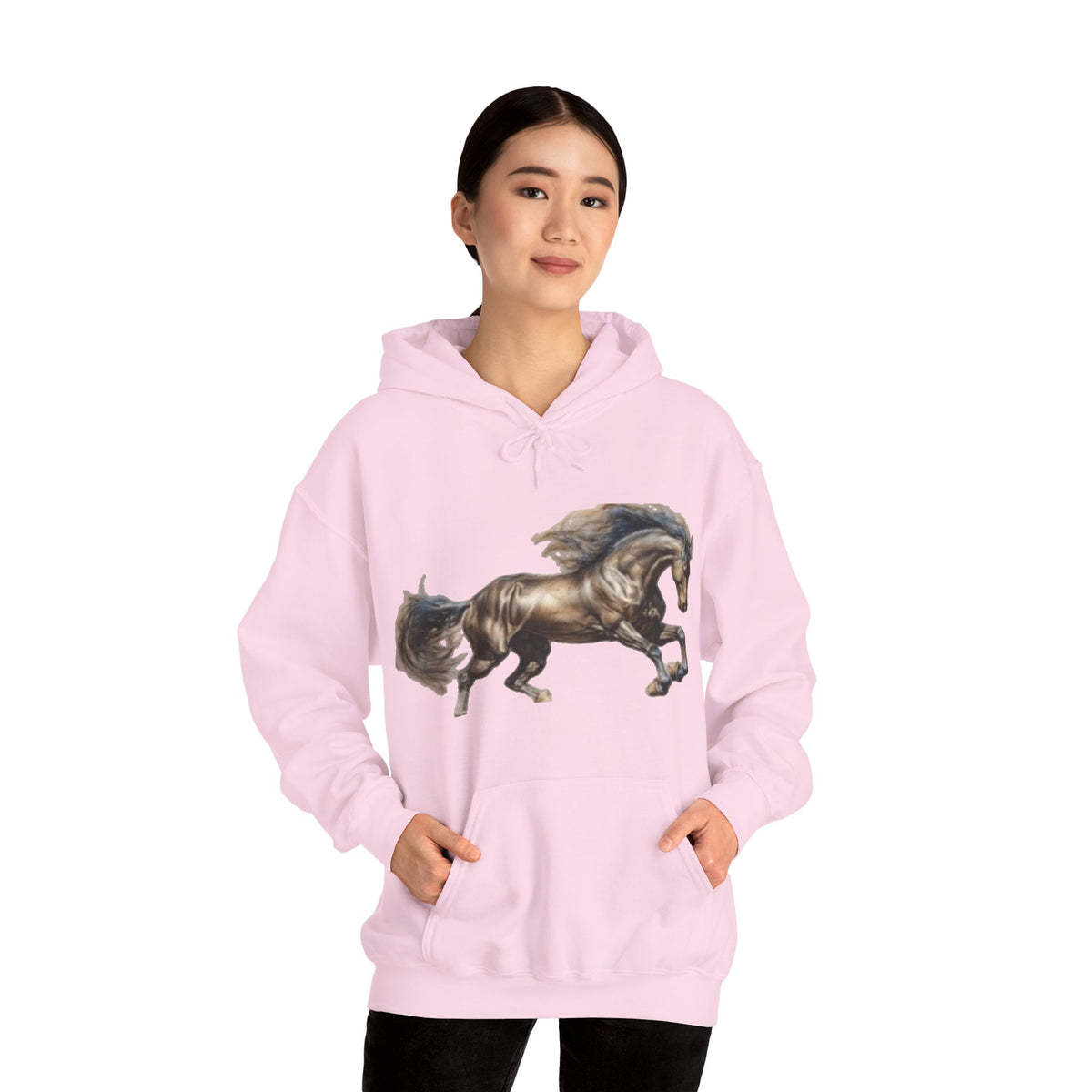 Galloping Stallion Hoodie – Realistic Bronze Horse Print
