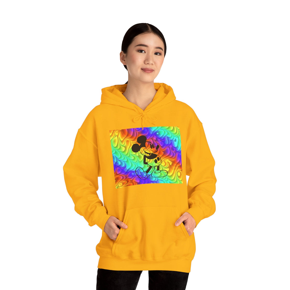 Mickey Mouse Rainbow Colors Unisex Heavy Blend Hooded Sweatshirt Warm & Cozy