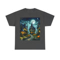 Halloween Village T-Shirt — Spooky Moonlit Haunted House Tee