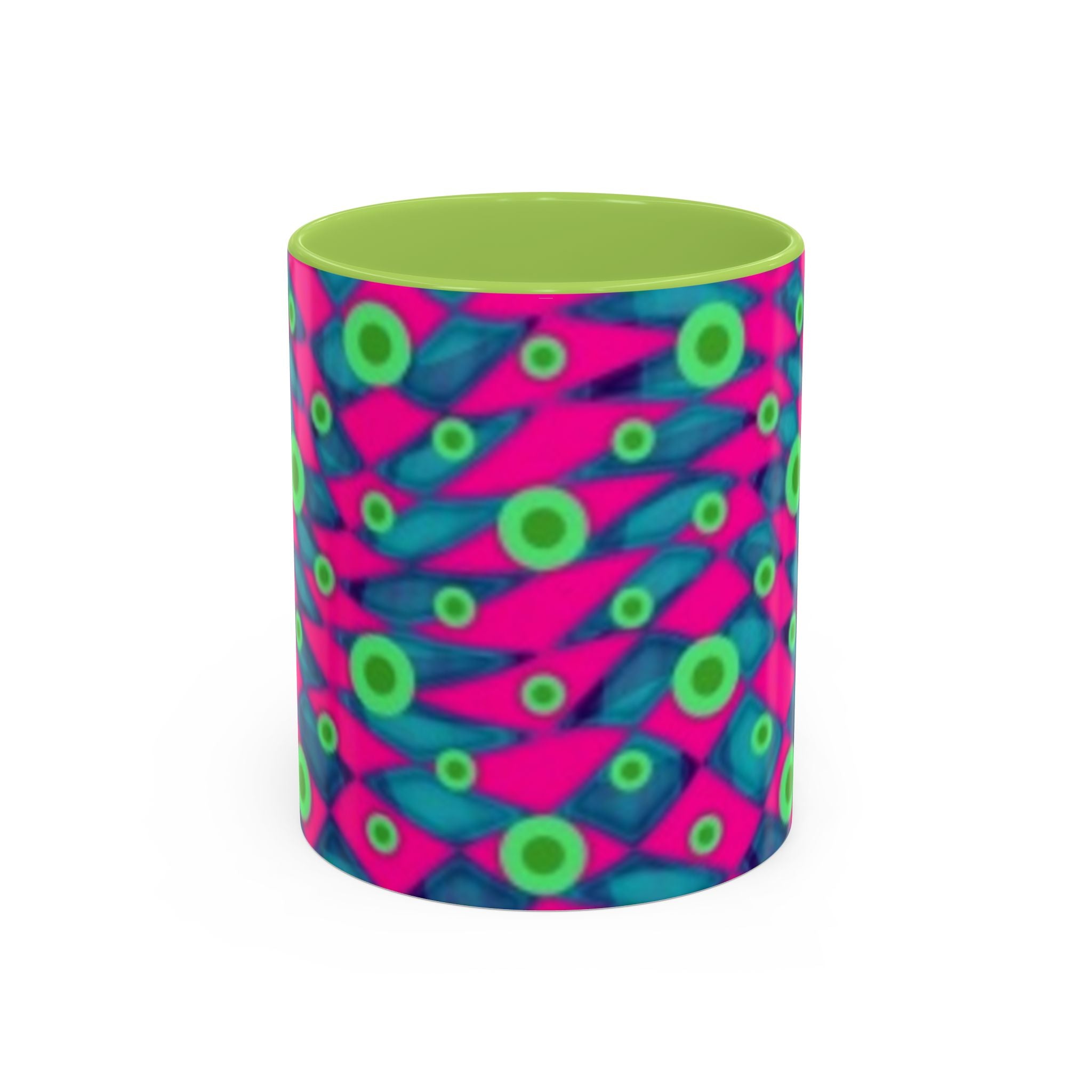 Abstract Neon Pattern Coffee Mug — Vibrant Retro Geometric Accent Mug (11/15oz)