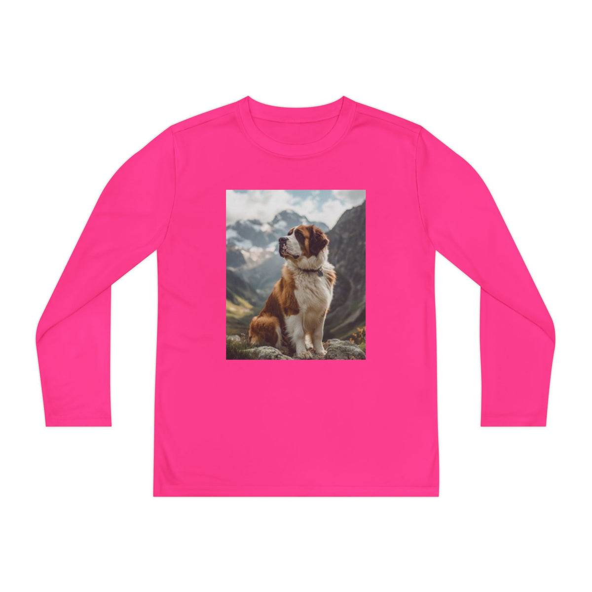Youth Long Sleeve Tee — St. Bernard Mountain Dog Print