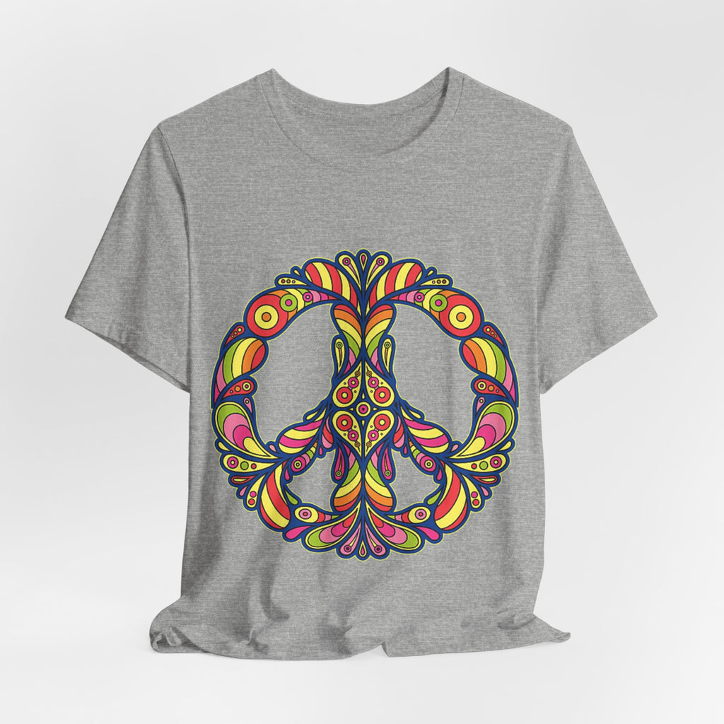 Psychedelic Floral Peace Sign T-Shirt World Peace