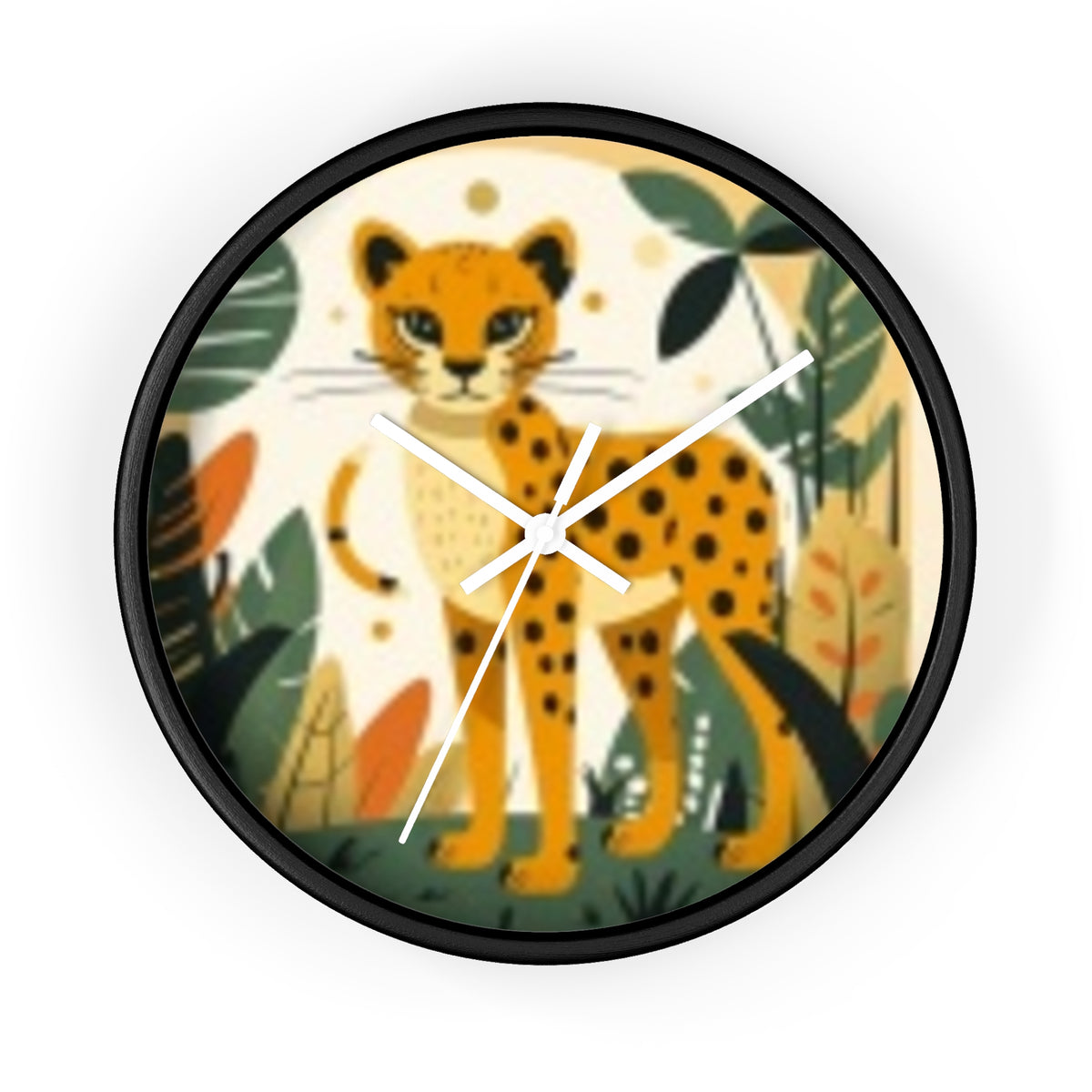 Cheetah Jungle Wall Clock — Cute Safari Nursery & Children  Decor