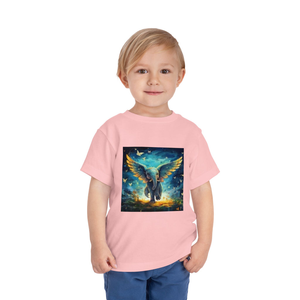 Toddler Tee — Angelic Flying Elephant Graphic Kids Shirt
