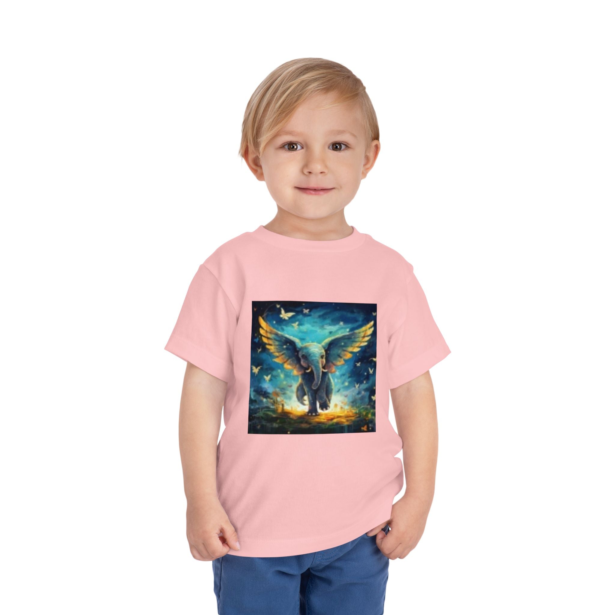 Toddler Tee — Angelic Flying Elephant Graphic Kids Shirt