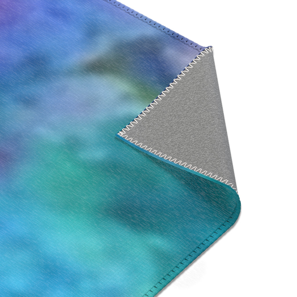 Vibrant Watercolor Area Rug — Colorful Abstract Blue Pink Green Floor Mat
