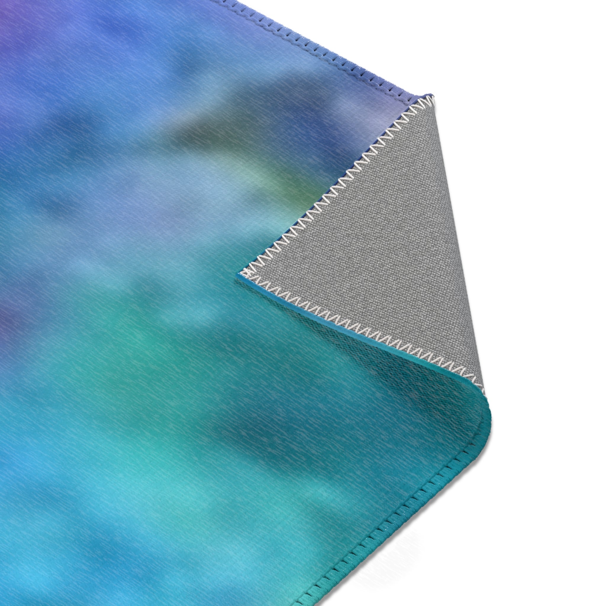 Vibrant Watercolor Area Rug — Colorful Abstract Blue Pink Green Floor Mat