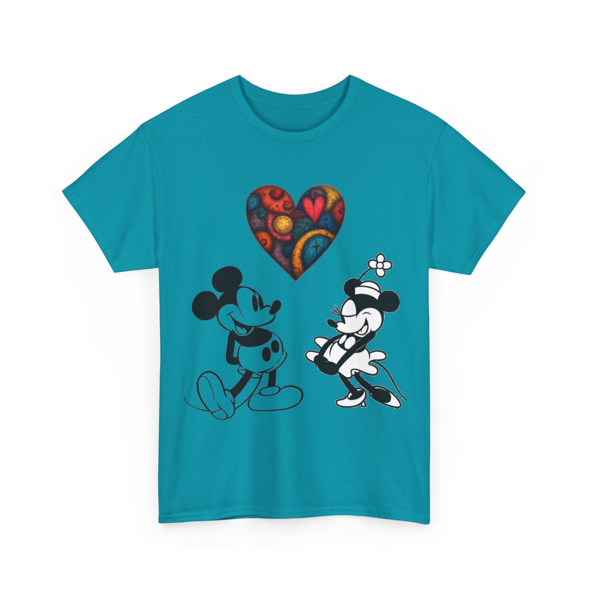Classic Cartoon Mickey Mouse & Minnie Mouse Graphic T-shirt