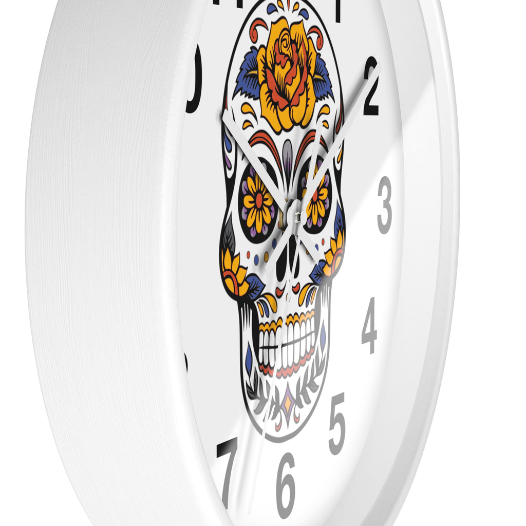 Sugar Skull Wall Clock — Colorful Day of the Dead Decorative Clock