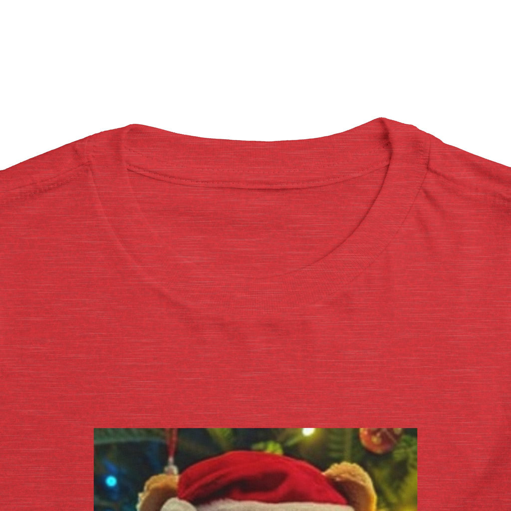 Toddler Tee — Christmas Teddy Bear with Santa Hat Holiday Shirt