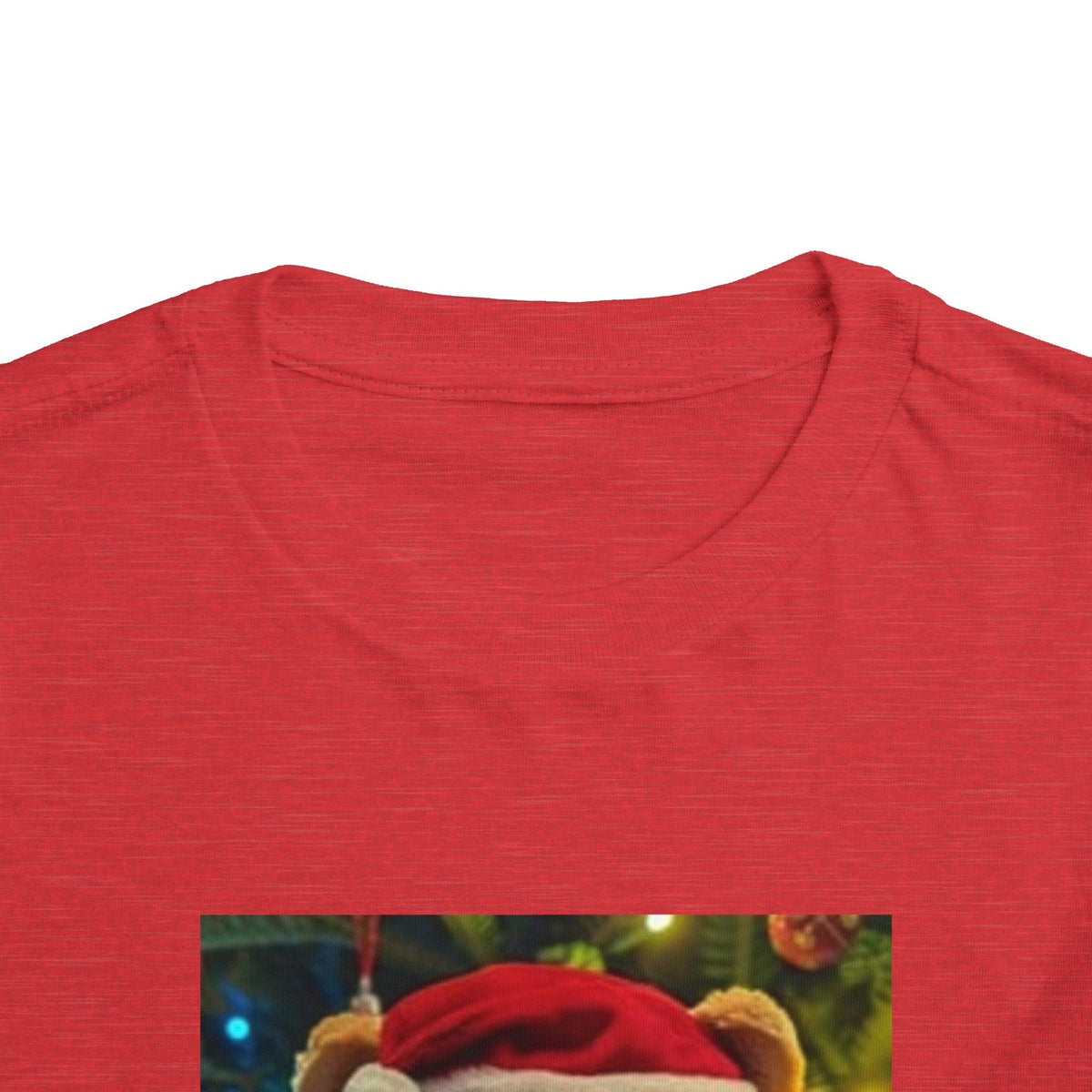 Toddler Tee — Christmas Teddy Bear with Santa Hat Holiday Shirt