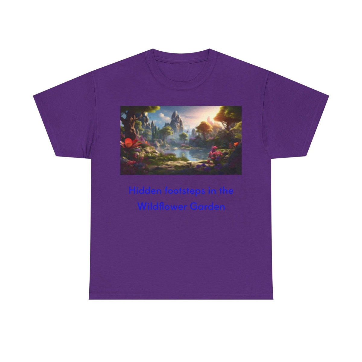 Scenic Fantasy Landscape Tee — Sunset Mountain Valley Graphic T-Shirt