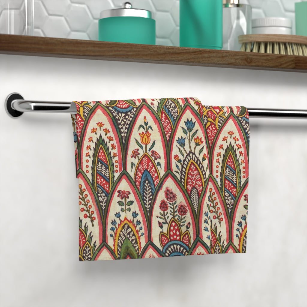 Floral Mosaic Face Towel — Boho Paisley Hand Towel for Bathroom & Spa