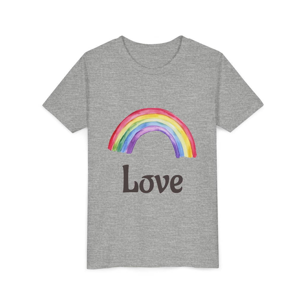 Youth T-shirt — Watercolor Rainbow & Paint Stroke American Flag Kids Shirt