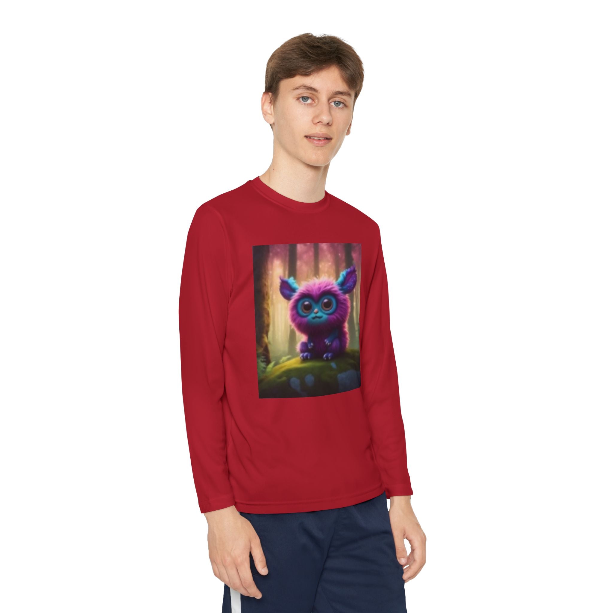 Youth Long Sleeve Tee – Cute Neon Forest Creature Graphic
