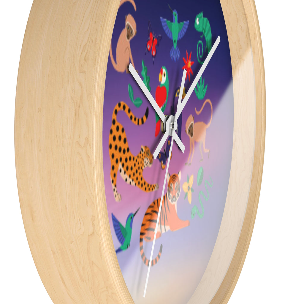 Jungle Friends Wall Clock — Colorful Tropical Animal Decorative Clock