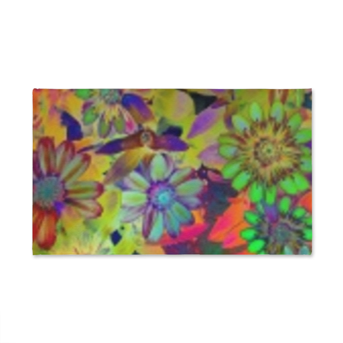 Psychedelic Floral Hand Towel — Vibrant Rainbow Daisy Kitchen & Bath Accent