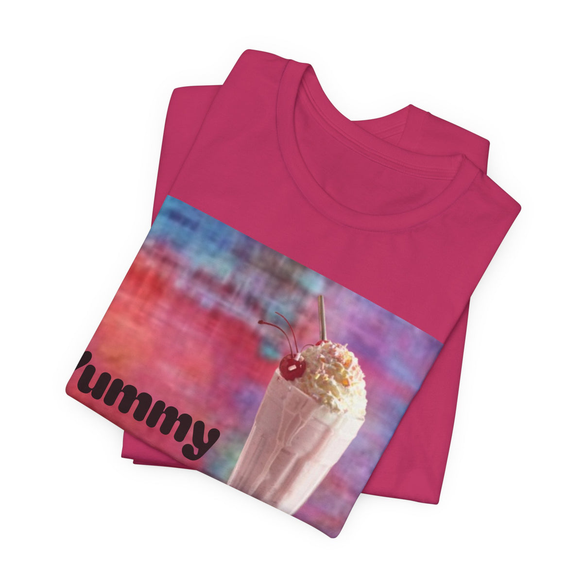 Yummy Strawberry Milkshake Tee - Retro Colorful Ice Cream Soda Graphic T-Shirt
