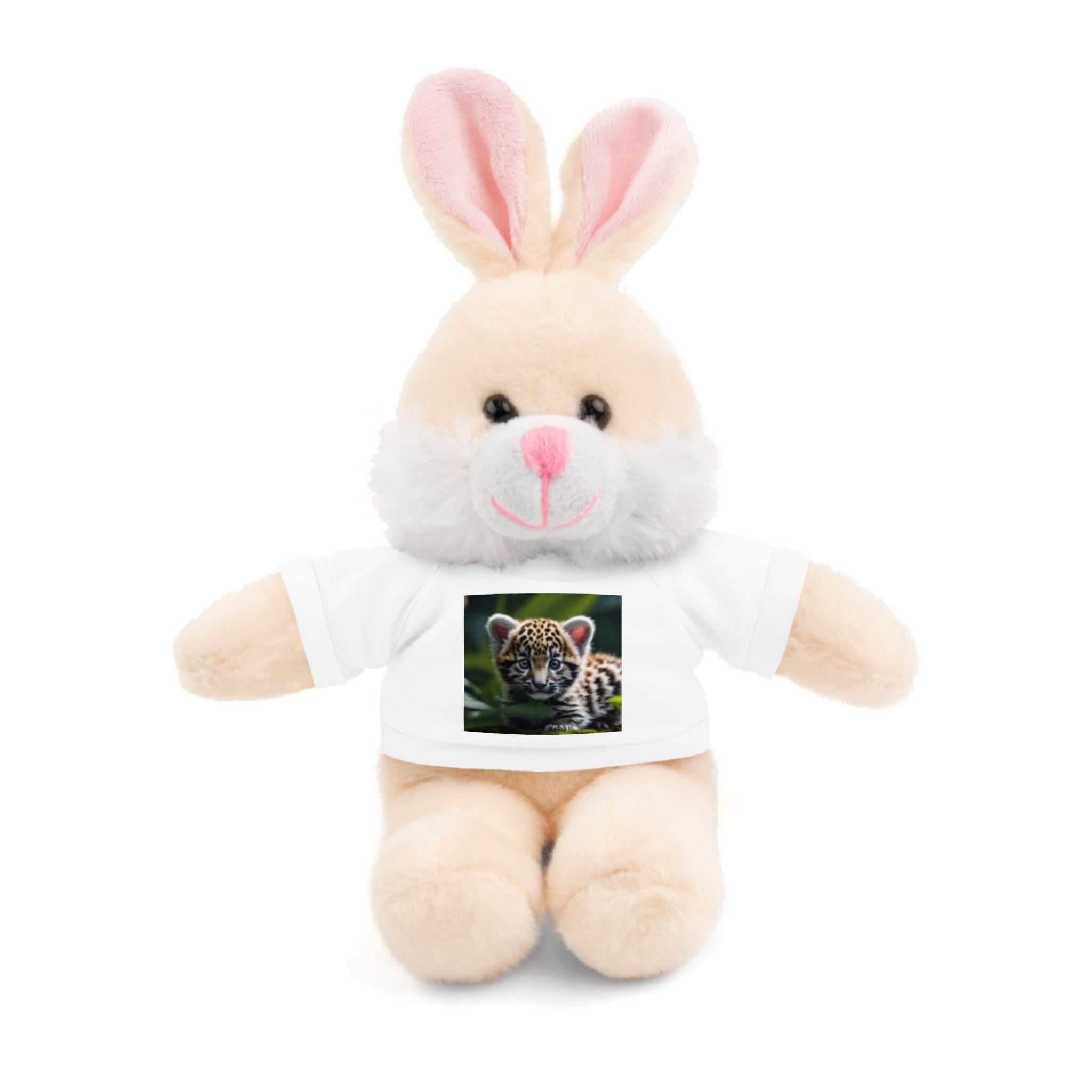 Plush Teddy Bear with Leopard Cub Tee — Cute Animal Gift for Kids & Wildlife Lovers