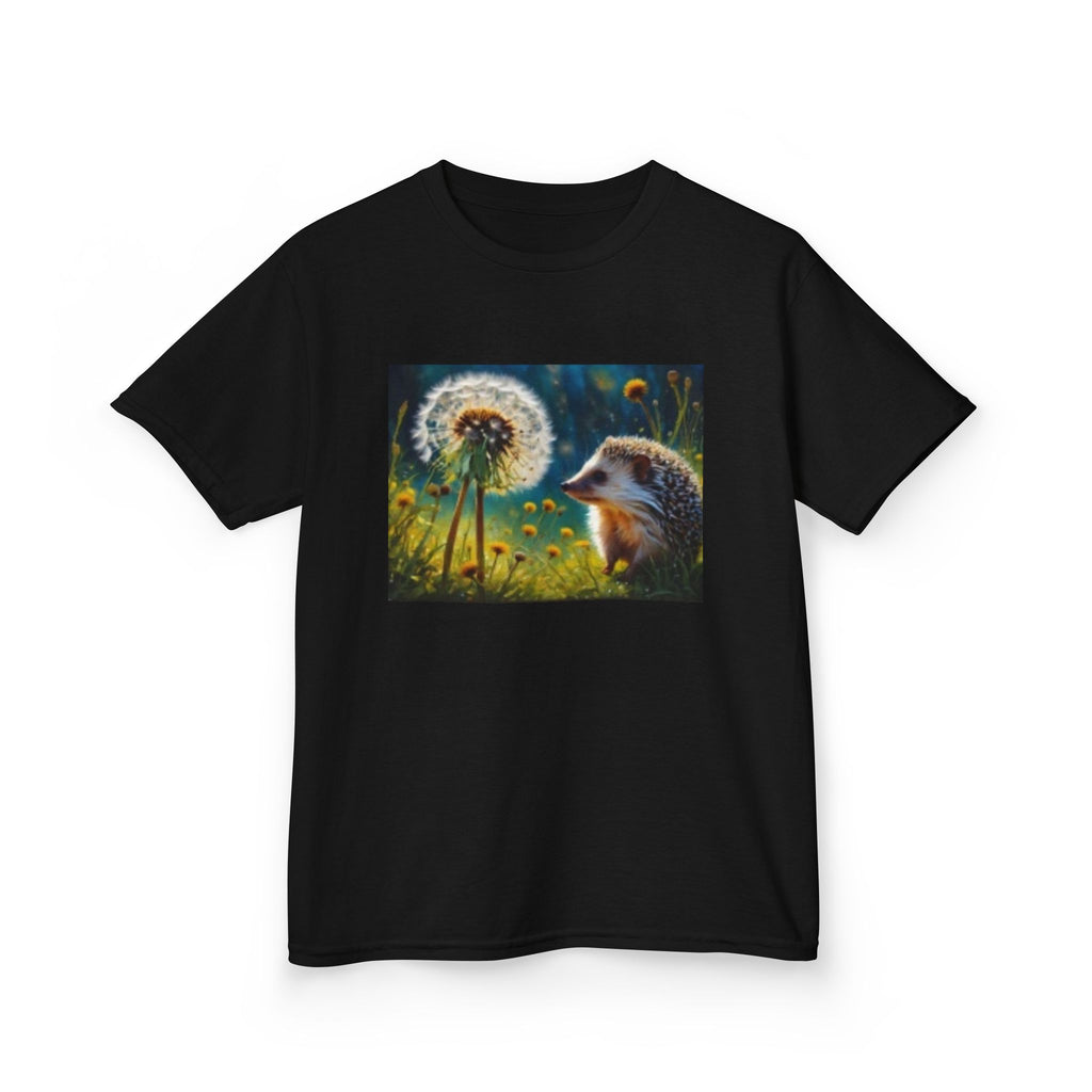 Kids Hedgehog & Dandelion T-Shirt — Whimsical Nature Tee for Children