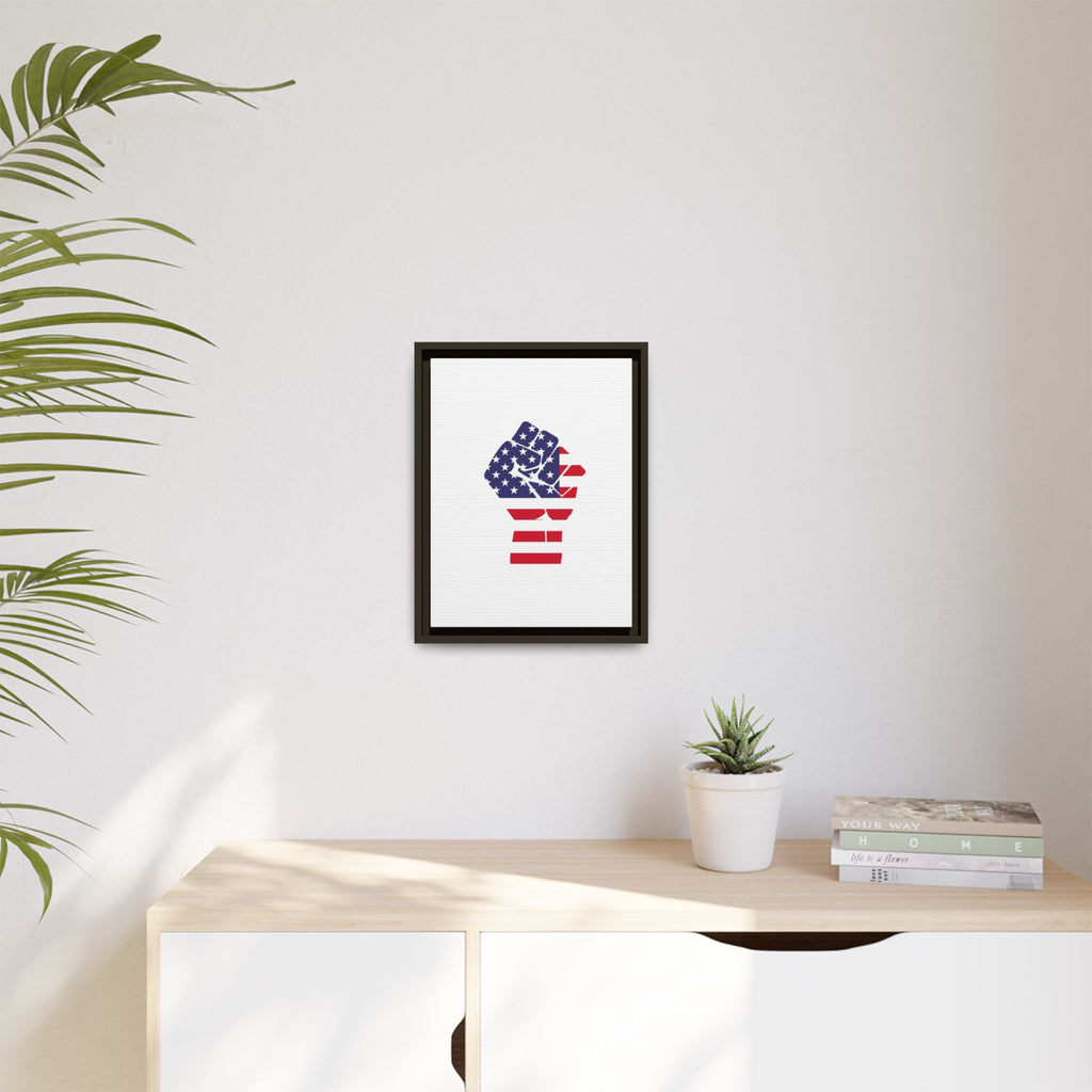 Framed Canvas Print – American Flag Fist Wall Art
