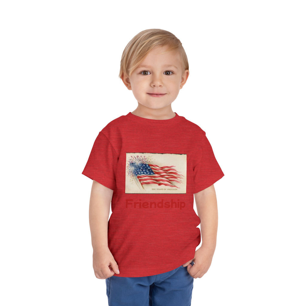 Toddler Short Sleeve T-shirt USA Flag & Cartoon Dogs