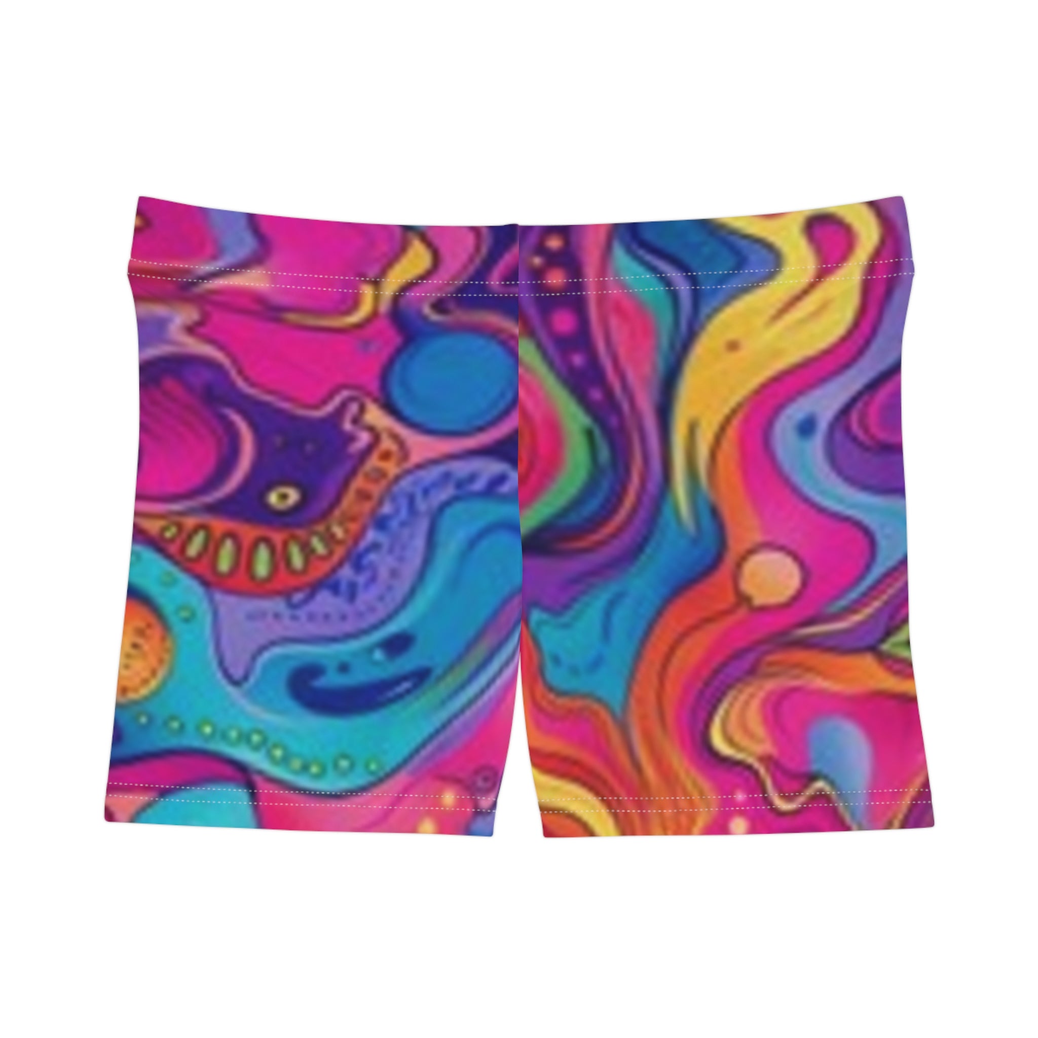 Psychedelic Swirl Women's Shorts — Colorful Abstract  Activewear