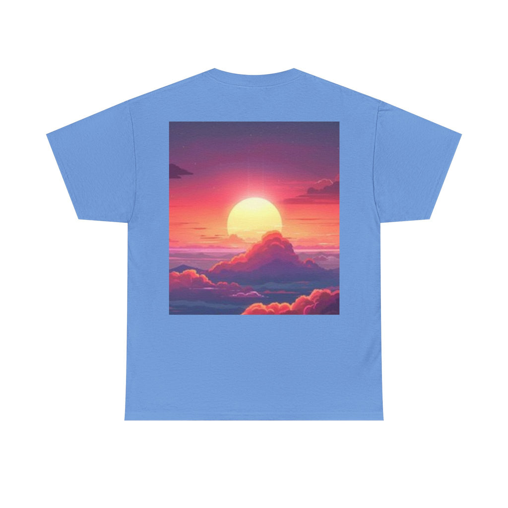 Mythic Sunset Portrait Tee — Artistic Goddess & Vibrant Sunset Graphic T-Shirt