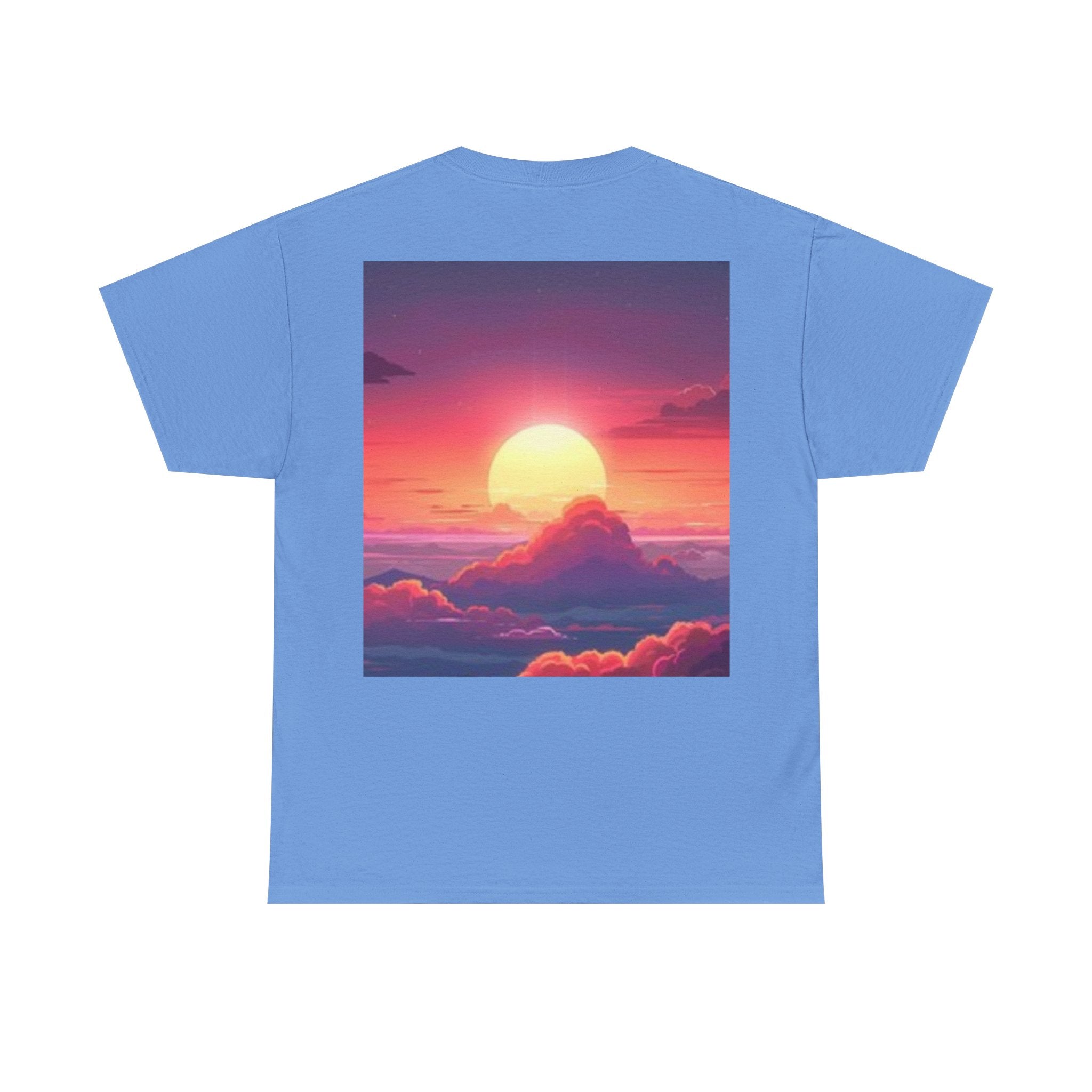 Mythic Sunset Portrait Tee — Artistic Goddess & Vibrant Sunset Graphic T-Shirt
