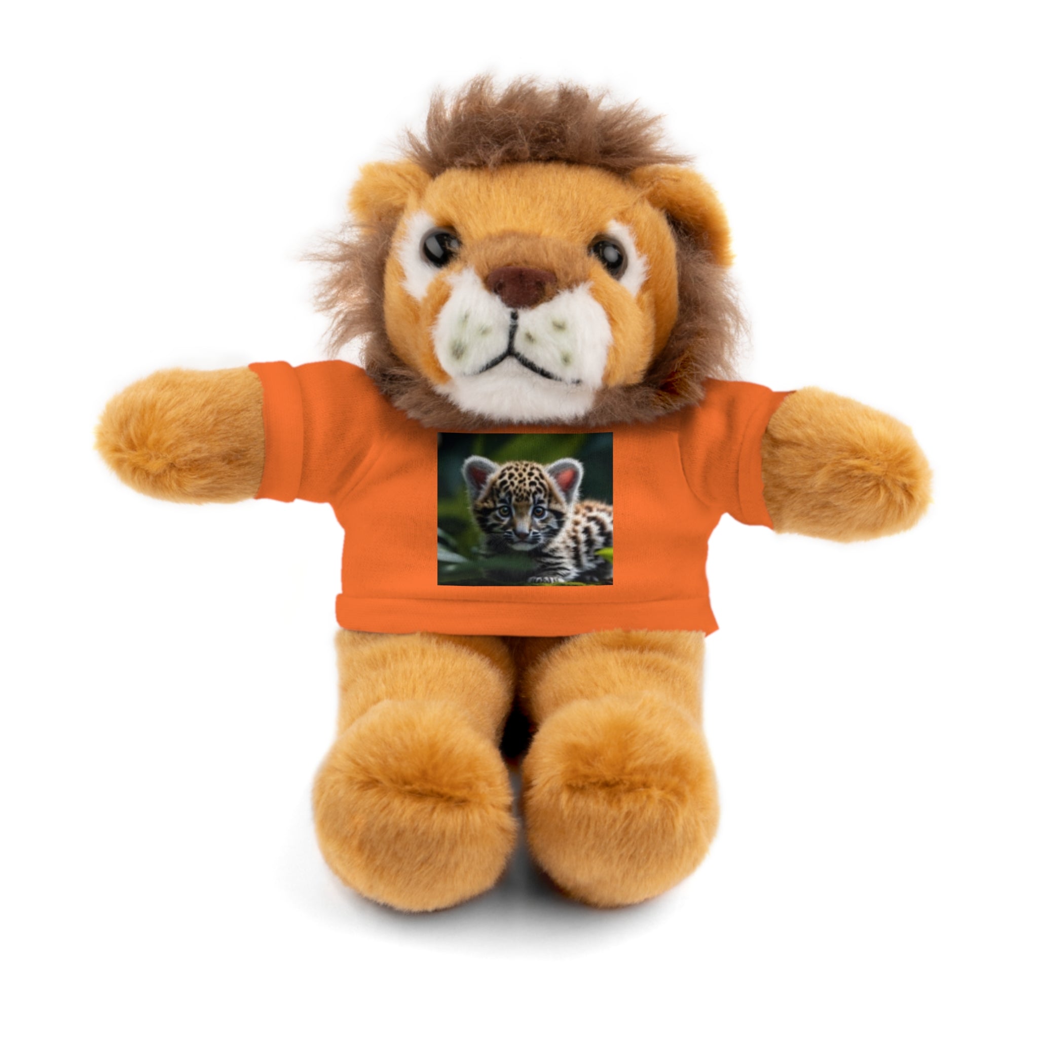 Plush Teddy Bear with Leopard Cub Tee — Cute Animal Gift for Kids & Wildlife Lovers