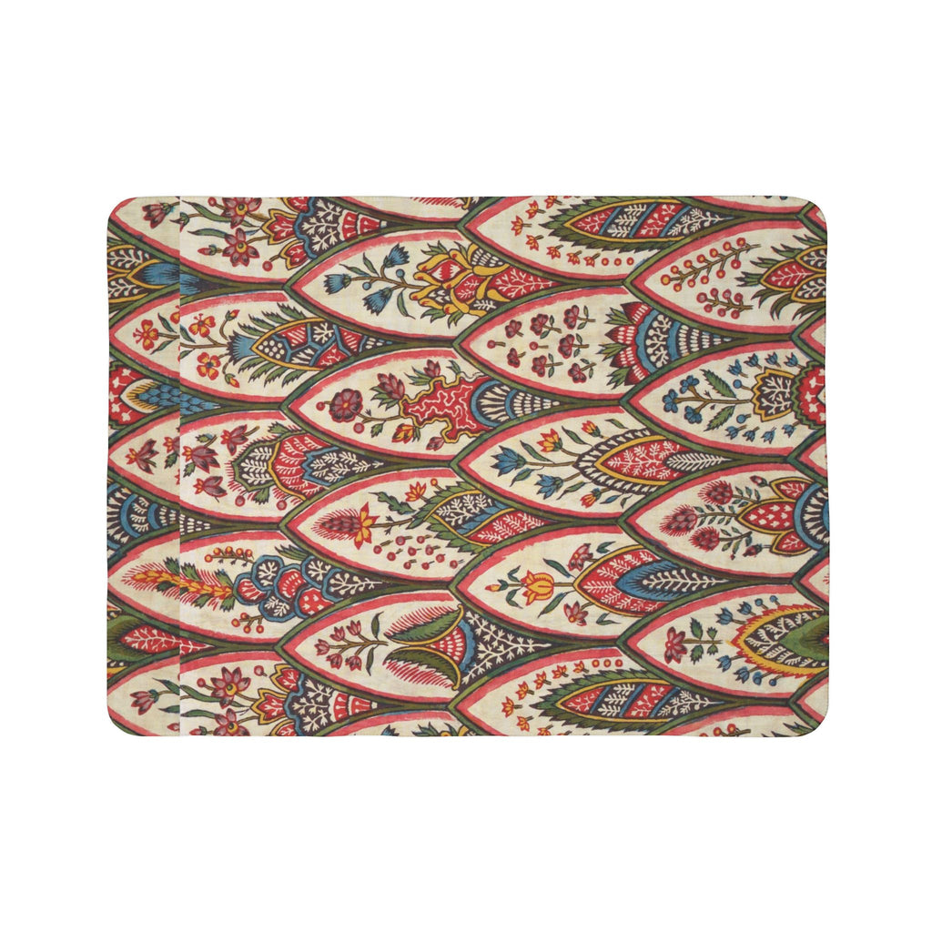 Boho Leaf Pattern Sherpa Blanket — Cozy Earth-Tone Fleece Throw