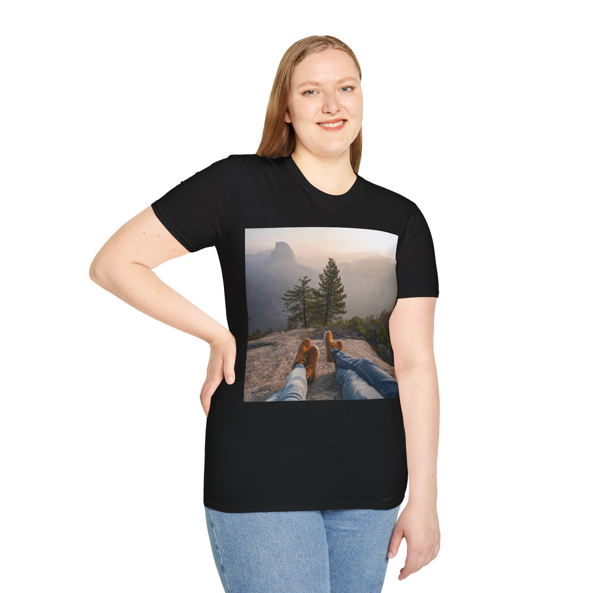 Relaxing after climbing a Mountain T-Shirt — Scenic Mountain View T-shirt