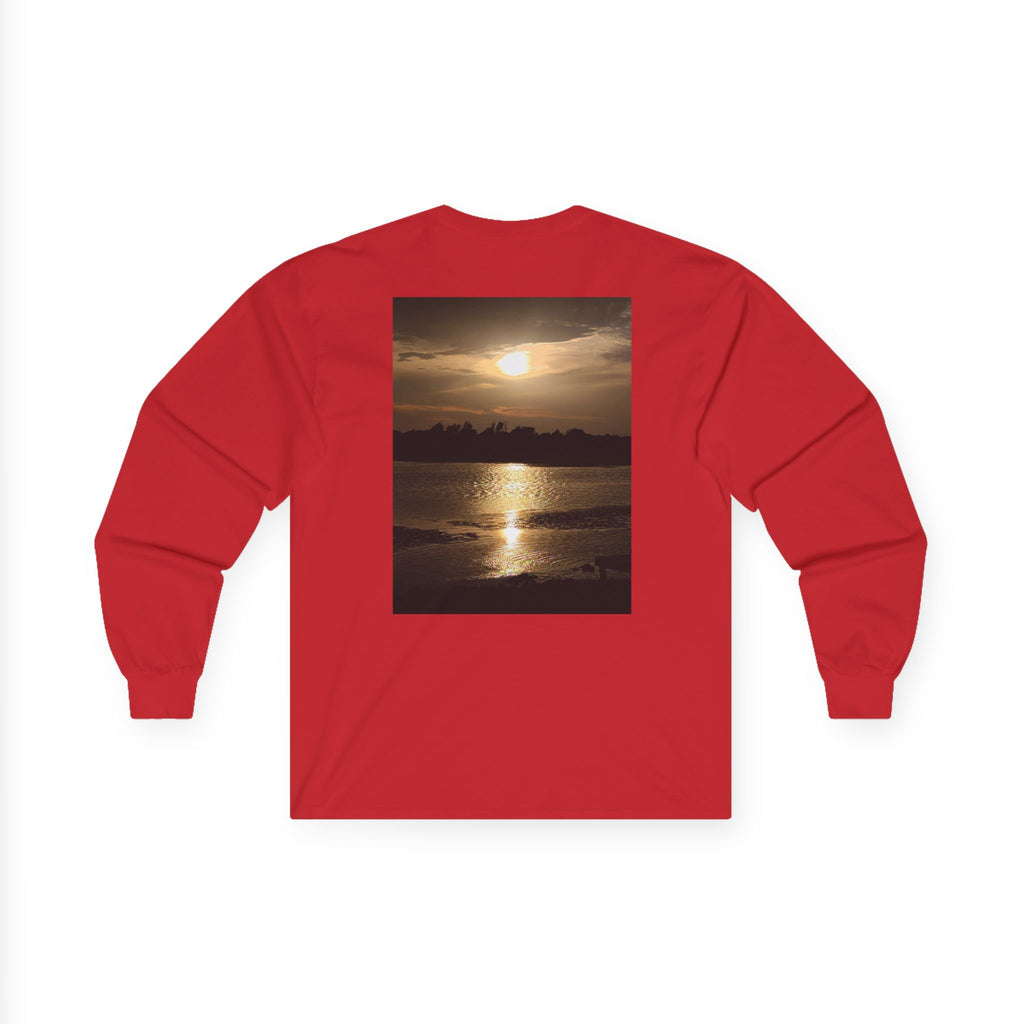 Forest Deer Sunset Long Sleeve Tee — Nature Silhouette Graphic Shirt