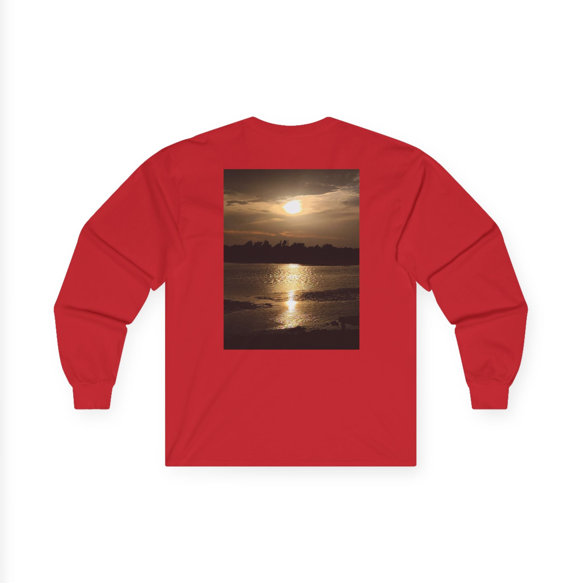 Forest Deer Sunset Long Sleeve Tee — Nature Silhouette Graphic Shirt