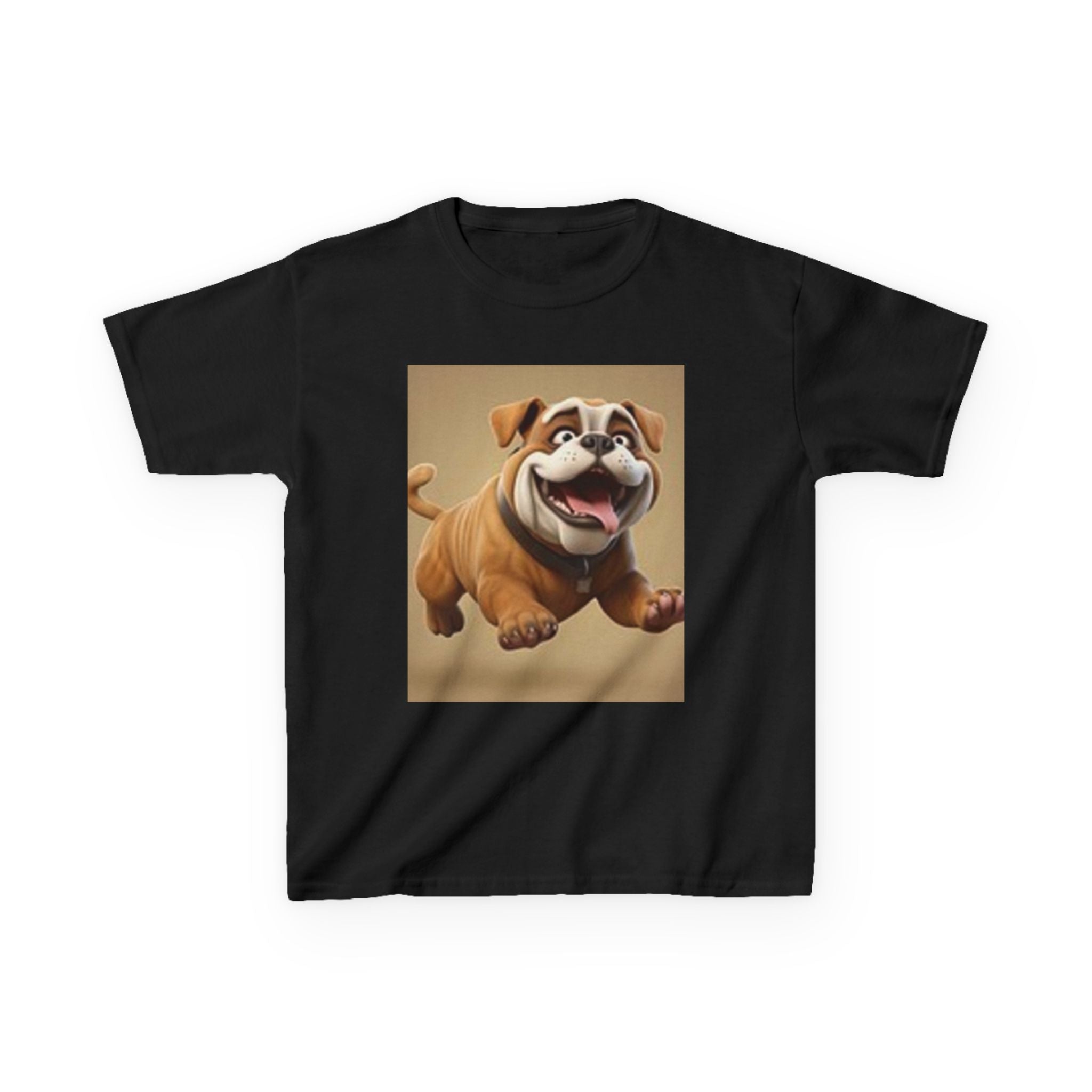 T-shirt graphique enfant Bouledogue et Chats Mignons — T-shirt enfant chiot et chat superposés amusant