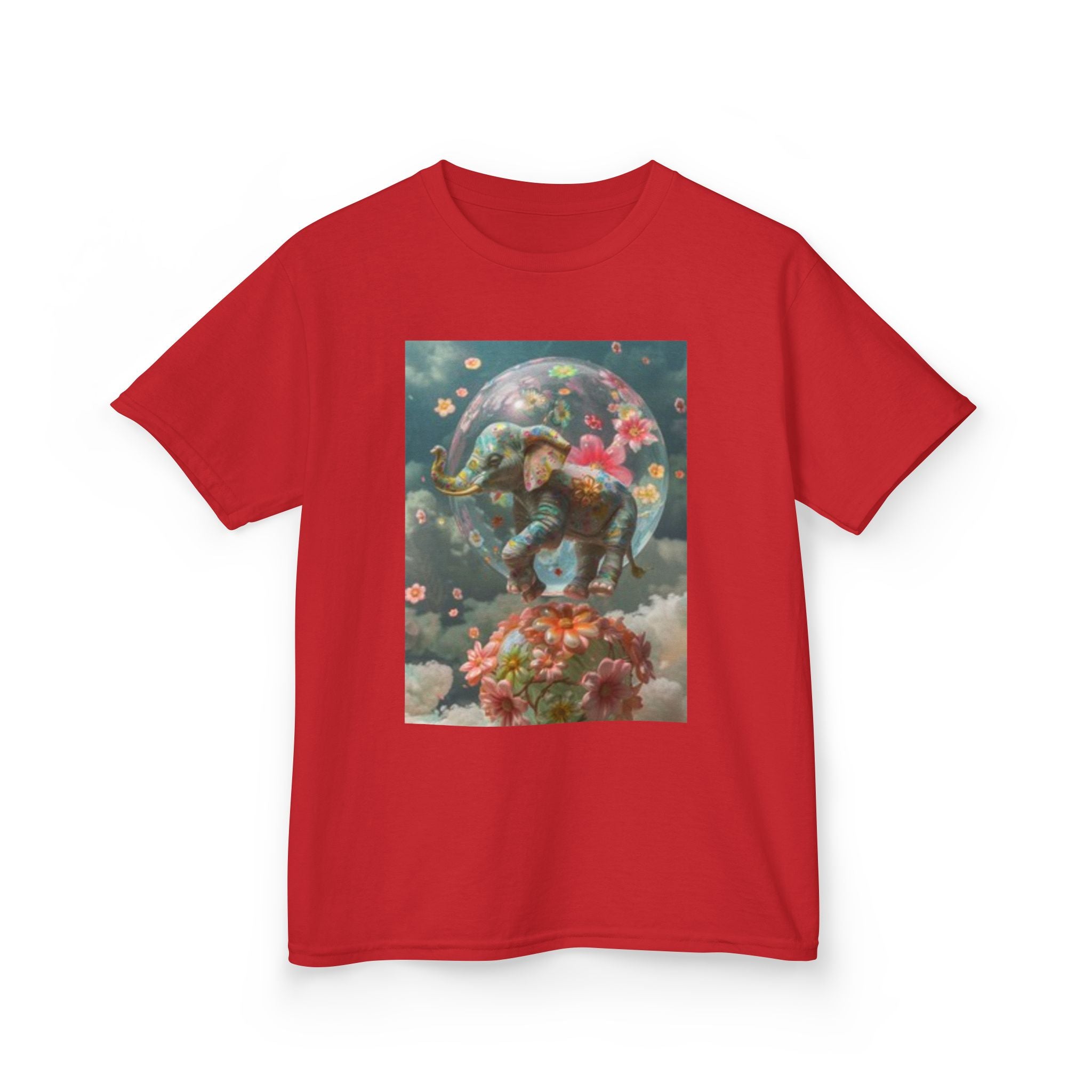 Kids Tee — Dreamy Floral Elephant Illustration