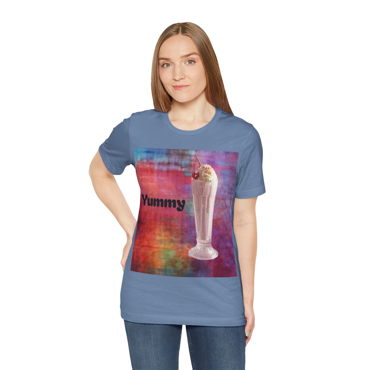 Yummy Strawberry Milkshake Tee - Retro Colorful Ice Cream Soda Graphic T-Shirt
