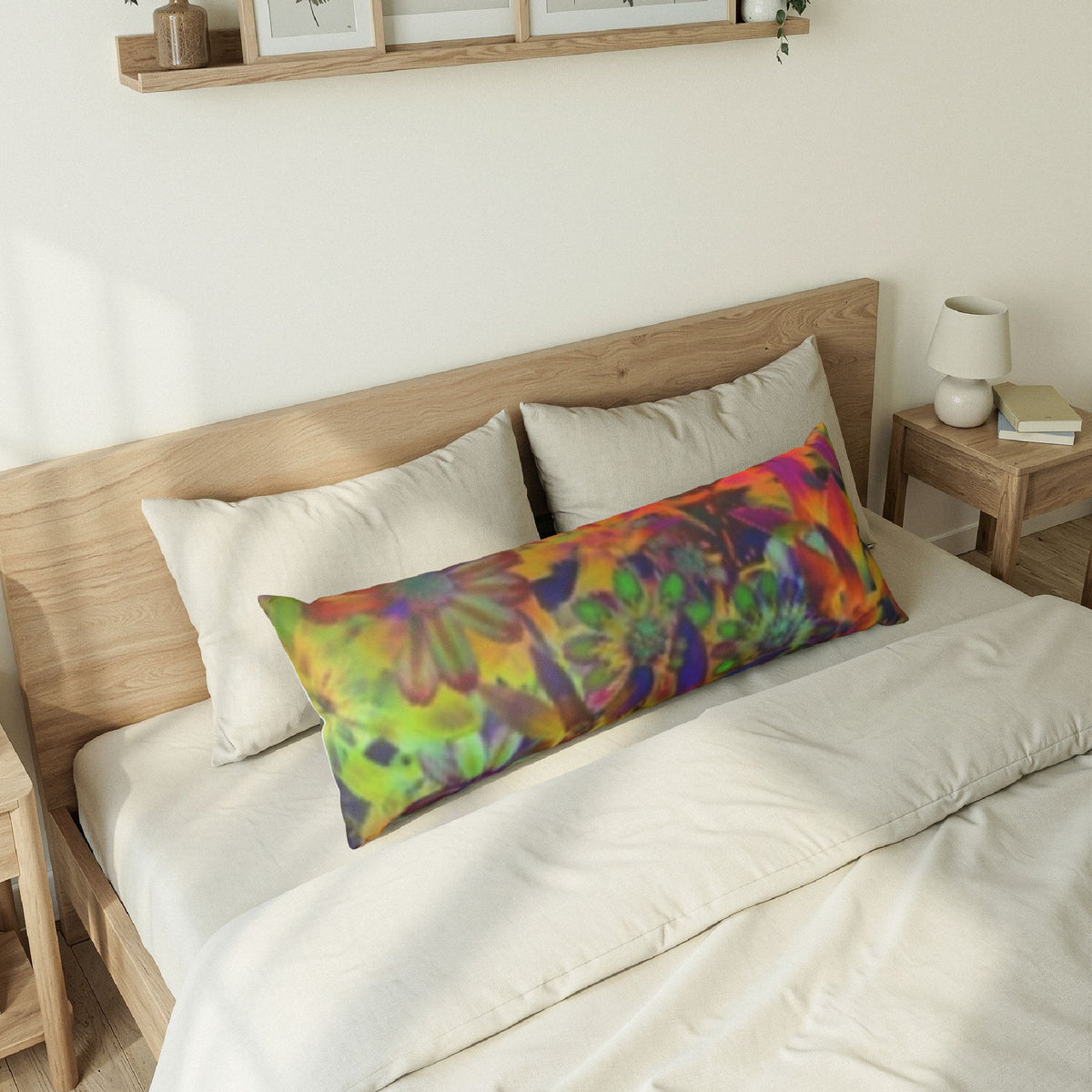 Floral Psychedelic Body Pillow — Vibrant Boho Sleep & Decor Pillow