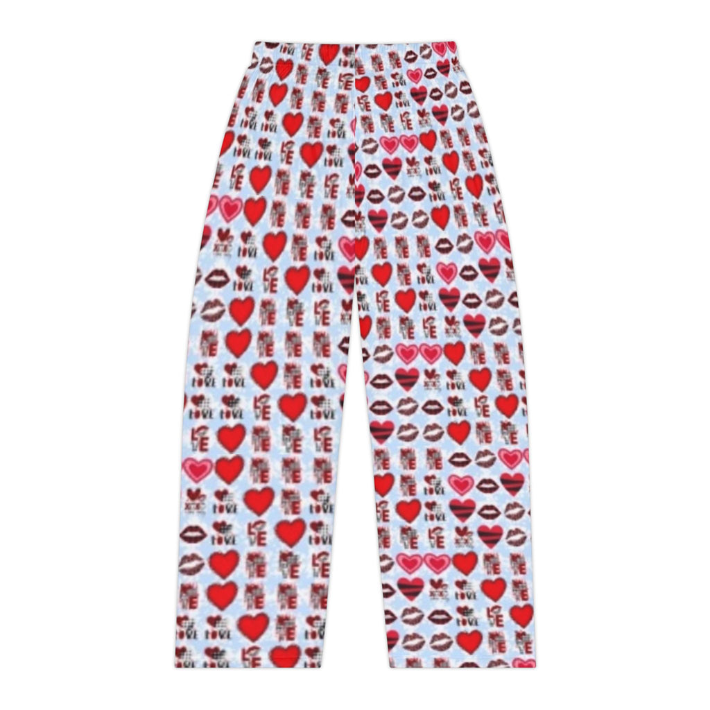 Valentine Heart & Kiss Women's Pajama Pants — Cute All-Over-Print Lounge Bottoms