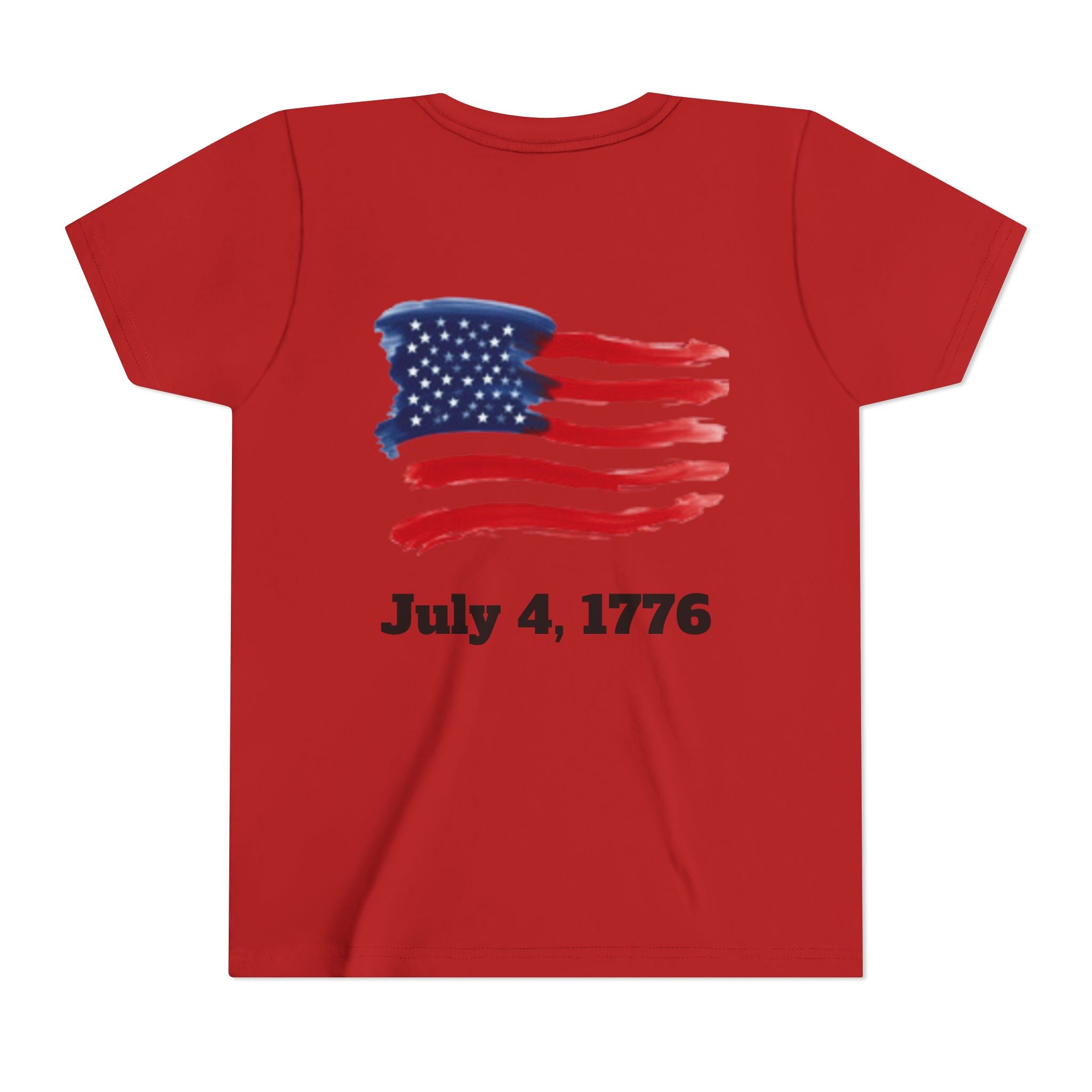 Youth T-shirt — Watercolor Rainbow & Paint Stroke American Flag Kids Shirt