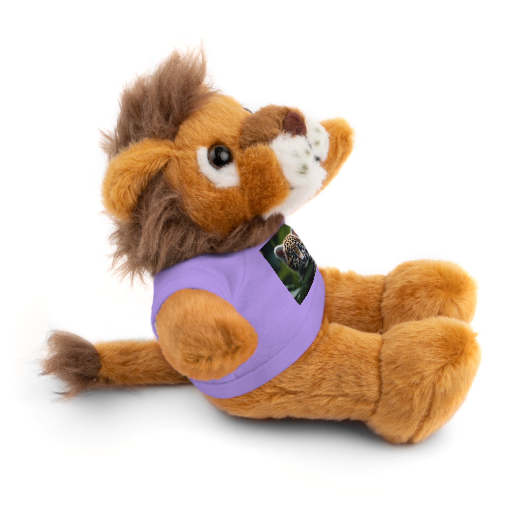Plush Teddy Bear with Leopard Cub Tee — Cute Animal Gift for Kids & Wildlife Lovers