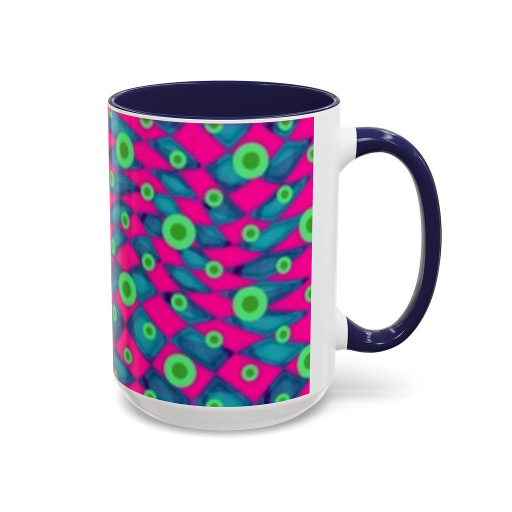 Abstract Neon Pattern Coffee Mug — Vibrant Retro Geometric Accent Mug (11/15oz)