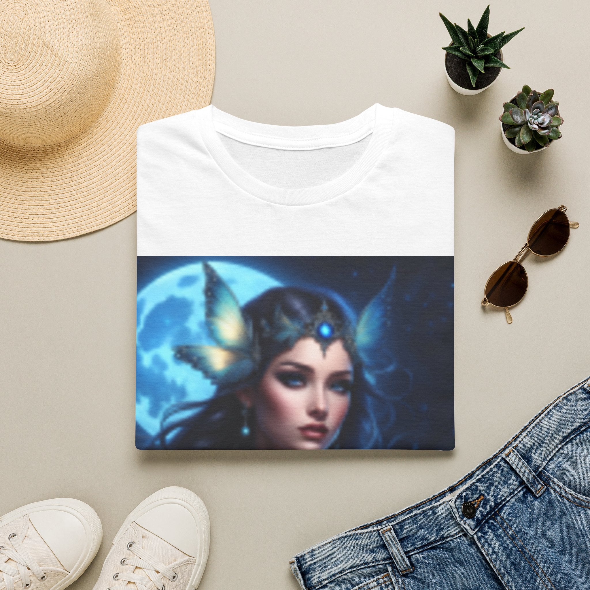 Moonlit Sorceress T‑Shirt — Fantasy Goddess Portrait Tee