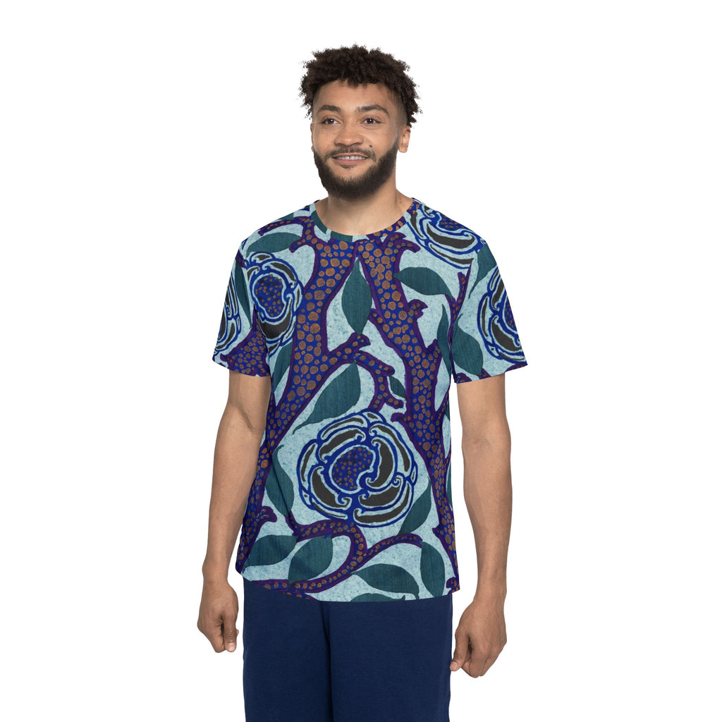 Floral Vine All-Over Print Men's  Jersey — Blue Rose t-shirt Pajamas