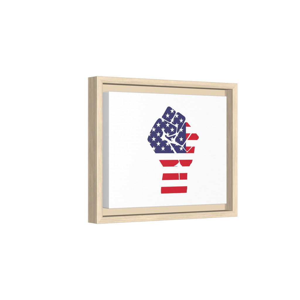 Framed Canvas Art – American Flag Fist Patriotic Wall Print